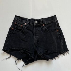 Levi's Black Distressed Jean Shorts
